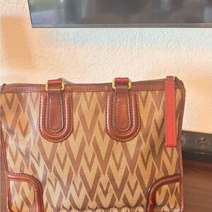 Valentino Garavani Brown and Red Patterned Bag